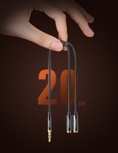 Rozdzielacz kabla słuchawkowego 2x AUX 3.5mm mini jack 25cm czarny UGREEN