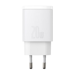 Szybka ładowarka sieciowa Compact USB USB-C 20W 3A PD QC 3.0 biały BASEUS