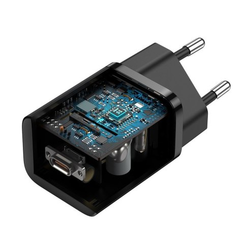 Szybka ładowarka sieciowa Super Si QC PD 25W 3A + kabel USB-C 1m czarny BASEUS