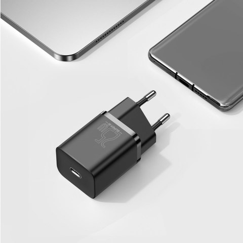 Szybka ładowarka sieciowa Super Si QC PD 25W 3A + kabel USB-C 1m czarny BASEUS