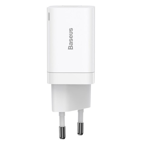 Szybka ładowarka sieciowa USB USB-C 30W PD QC Super Si Pro biały BASEUS