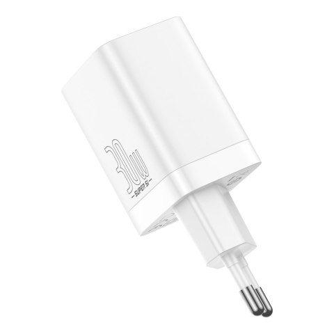 Szybka ładowarka sieciowa USB USB-C 30W PD QC Super Si Pro biały BASEUS