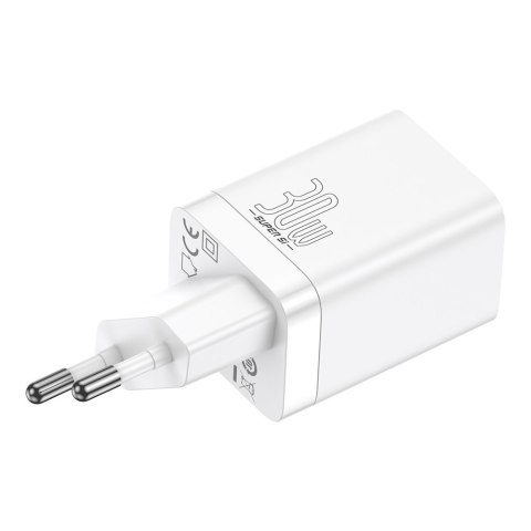 Szybka ładowarka sieciowa USB USB-C 30W PD QC Super Si Pro biały BASEUS