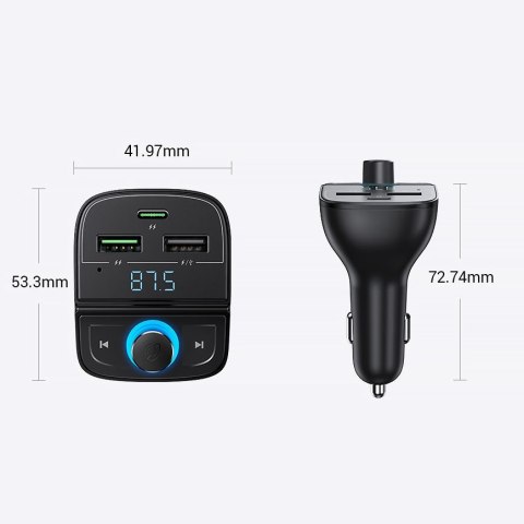 Transmiter FM MP3 Bluetooth 5.0 ładowarka samochodowa 3x USB TF microSD czarny UGREEN