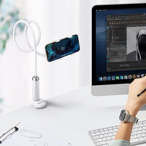 Uniwersalny uchwyt stojak podstawka na telefon tablet statyw z elastycznym ramieniem biały UGREEN