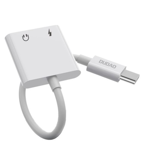 Adapter przejściówka rozdzielacz słuchawkowy USB-C - USB-C + 3,5 mm mini jack biały DUDAO