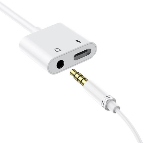 Adapter przejściówka rozdzielacz słuchawkowy USB-C - USB-C + 3,5 mm mini jack biały DUDAO