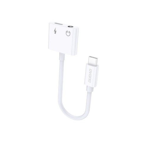 Adapter przejściówka rozdzielacz słuchawkowy USB-C - USB-C + 3,5 mm mini jack biały DUDAO