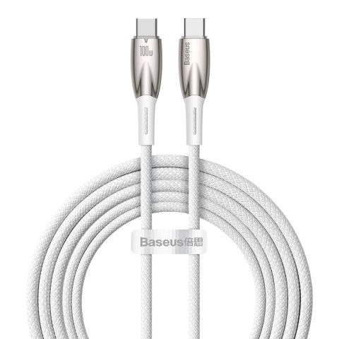 Kabel przewód do szybkiego ładowania Glimmer Series USB-C 480Mb/s PD 100W 2m biały BASEUS