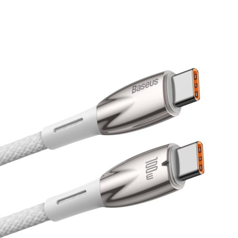 Kabel przewód do szybkiego ładowania Glimmer Series USB-C 480Mb/s PD 100W 2m biały BASEUS