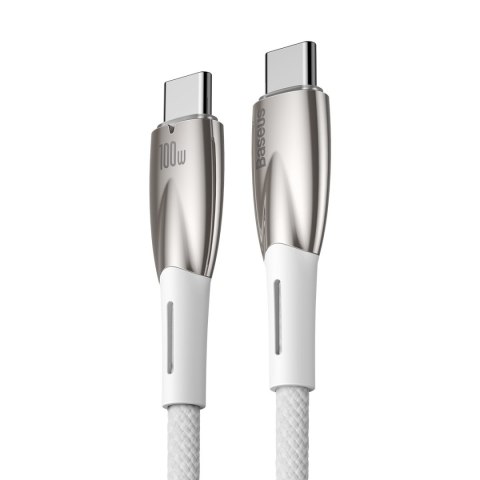 Kabel przewód do szybkiego ładowania Glimmer Series USB-C 480Mb/s PD 100W 2m biały BASEUS