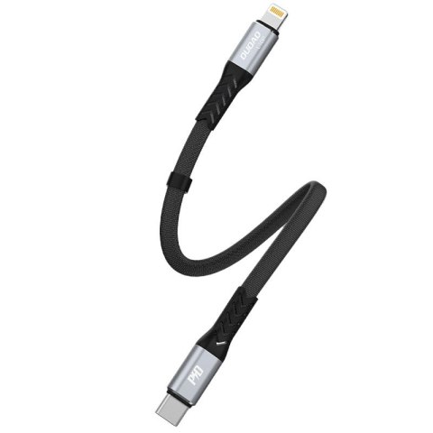 Kabel przewód płaski krótki do iPhone USB-C - Lightning L10P PD 20W 23cm czarny DUDAO