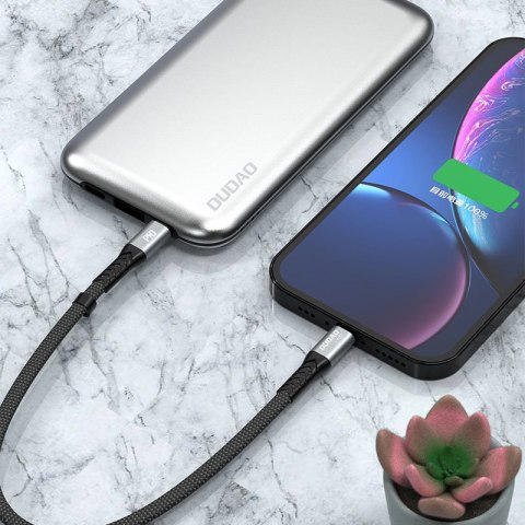 Kabel przewód płaski krótki do iPhone USB-C - Lightning L10P PD 20W 23cm czarny DUDAO