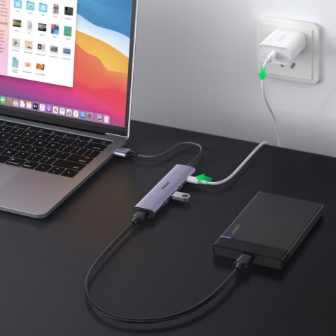 Rozdzielacz portów HUB USB - 4x USB 3.0 szary UGREEN