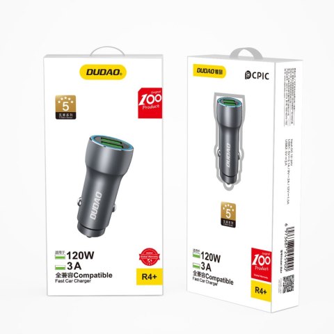 Szybka ładowarka samochodowa 2x USB 3A 18W szary DUDAO