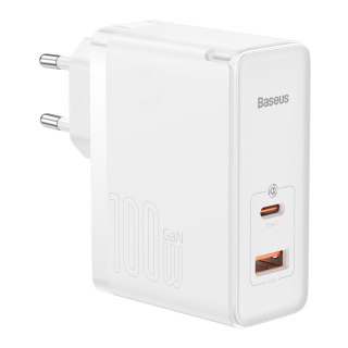 Szybka uniwersalna ładowarka sieciowa GaN5 Pro USB-C USB 100W PD QC AFC biały BASEUS