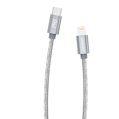 Wytrzymały kabel przewód do iPhone USB-C - Lightning Power Delivery 45W 1m szary DUDAO