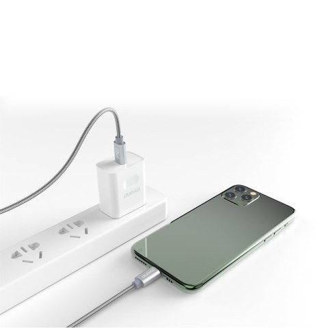 Wytrzymały kabel przewód do iPhone USB-C - Lightning Power Delivery 45W 1m szary DUDAO