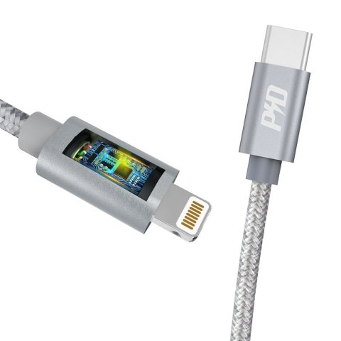 Wytrzymały kabel przewód do iPhone USB-C - Lightning Power Delivery 45W 1m szary DUDAO