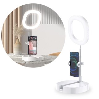 Zestaw statyw + lampa LED Ring Flash do nagrywania filmów YouTube TikTok biały DUDAO