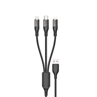 3w1 Przewód kabel przejściówka z USB na USB-C microUSB Lightning 120W 1m srebrny DUDAO