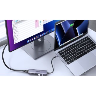 5w1 Wielofunkcyjny HUB adapter USB-C 3x USB-A HDMI 4K PD 100W szary UGREEN