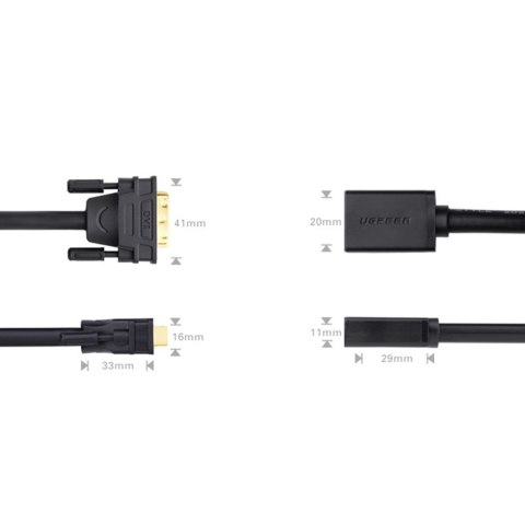 Adapter przejściówka z HDMI (żeński) do DVI (męski) 0.15m czarny UGREEN