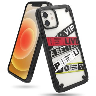 Etui pancerny pokrowiec z ramką iPhone 12 mini Fusion X Design Ticket band czarny Ringke