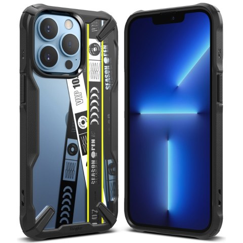 Etui pancerny pokrowiec z ramką iPhone 13 Pro Fusion X Design Ticket band czarny Ringke