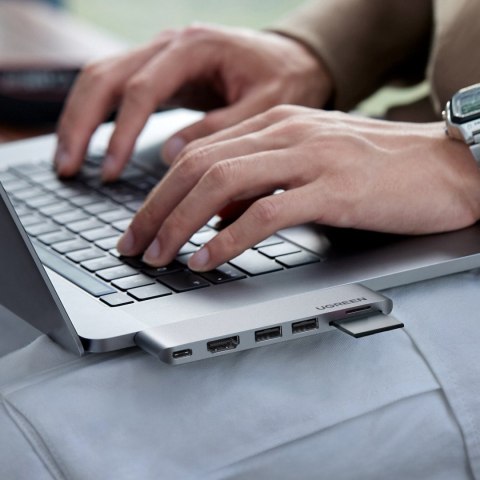 Rozdzielacz portów HUB MacBook Air Pro 2x USB-C HDMI 2x USB 3.0 SD TF PD szary UGREEN