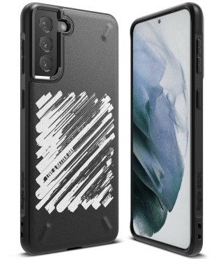 Wytrzymałe etui pokrowiec Galaxy S21+ 5G Onyx Design Paint czarny Ringke