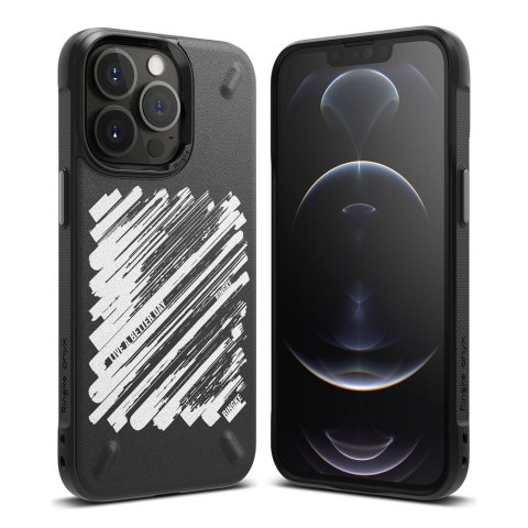 Wytrzymałe etui pokrowiec iPhone 13 Pro Max Onyx Design Paint czarny Ringke