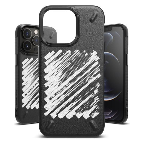 Wytrzymałe etui pokrowiec iPhone 13 Pro Max Onyx Design Paint czarny Ringke