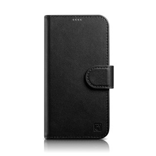 2w1 etui skórzany pokrowiec z klapką iPhone 14 Pro Max Anti-RFID Wallet Case czarny ICARER