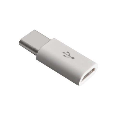 Adapter przejściówka wtyczka z micro USB na USB-C biała HURTEL