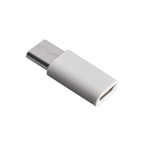 Adapter przejściówka wtyczka z micro USB na USB-C biała HURTEL