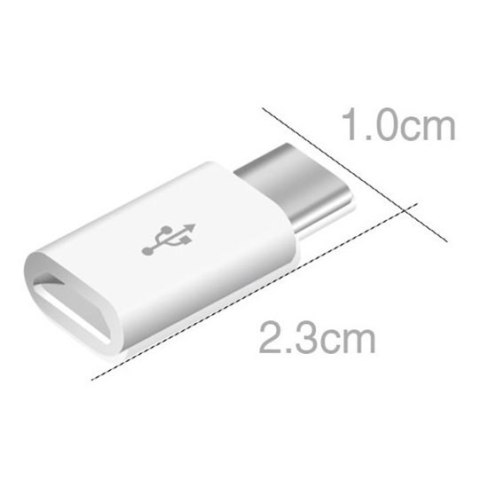 Adapter przejściówka wtyczka z micro USB na USB-C biała HURTEL