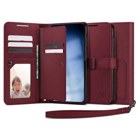 Etui z portfelem i kieszonka na kartę Galaxy S23+ Wallet S Plus burgundowe SPIGEN