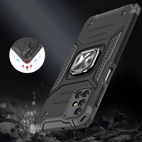 Pancerne hybrydowe etui pokrowiec Samsung Galaxy M31s + magnetyczny uchwyt Ring Armor niebieski WOZINSKY