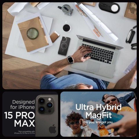 Etui Ultra Hybrid Mag z MagSafe na iPhone 15 Pro Max grafitowe SPIGEN