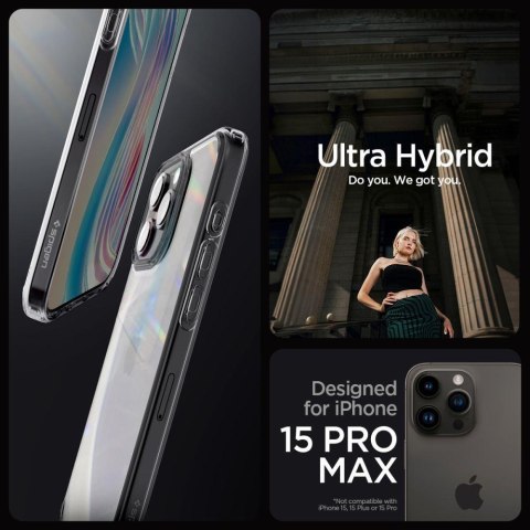 Etui Ultra Hybrid na iPhone 15 Pro Max przezroczysto-szare SPIGEN