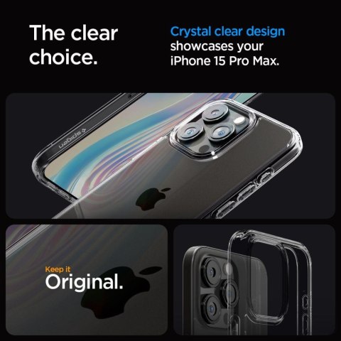 Etui Ultra Hybrid na iPhone 15 Pro Max przezroczysto-szare SPIGEN