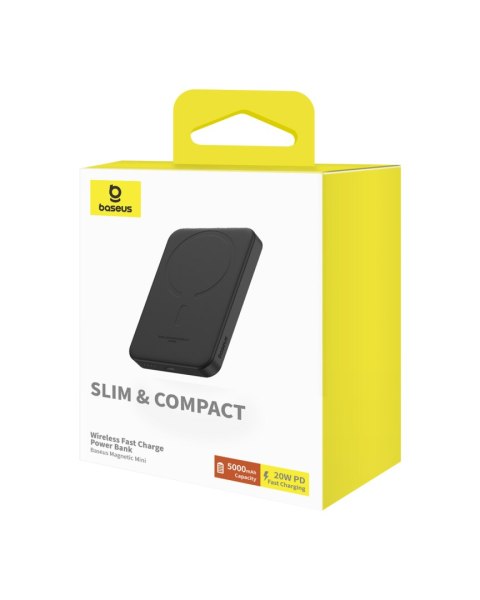Mini powerbank 5000mAh 20W + kabel USB-C 20V / 3A czarny BASEUS