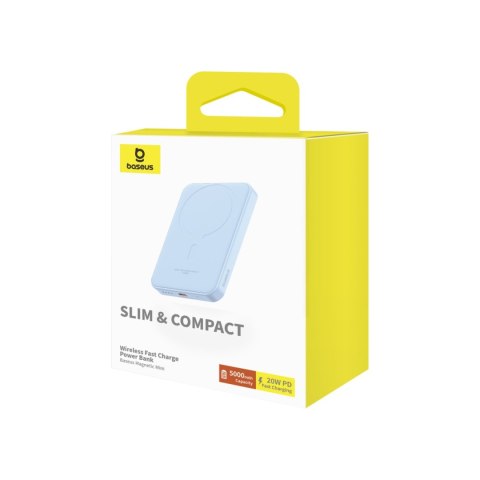 Mini powerbank 5000mAh 20W + kabel USB-C 20V / 3A niebieski BASEUS