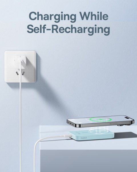 Mini powerbank 5000mAh 20W + kabel USB-C 20V / 3A niebieski BASEUS