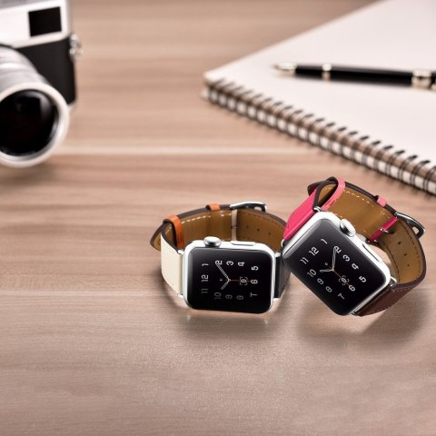 Pasek bransoleta do Apple Watch 42 / 44 / 45mm brązowo-różowy ICARER