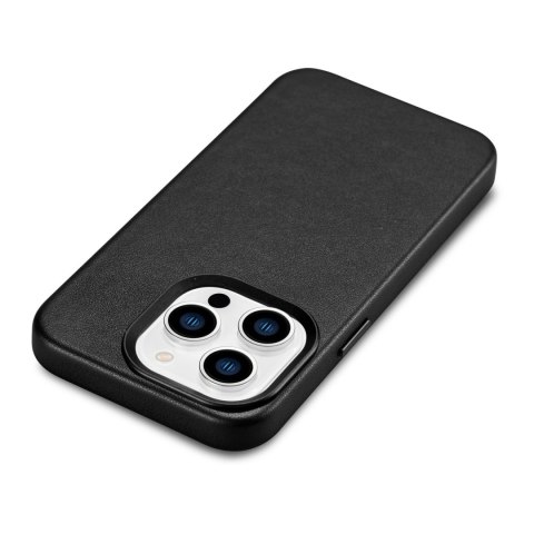 Pokrowiec etui z naturalnej skóry do iPhone 14 Pro Max MagSafe Case Leather czarny ICARER