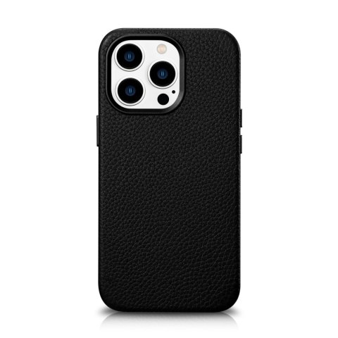 Skórzane etui iPhone 14 Pro Max magnetyczne z MagSafe Litchi Premium Leather Case czarny ICARER