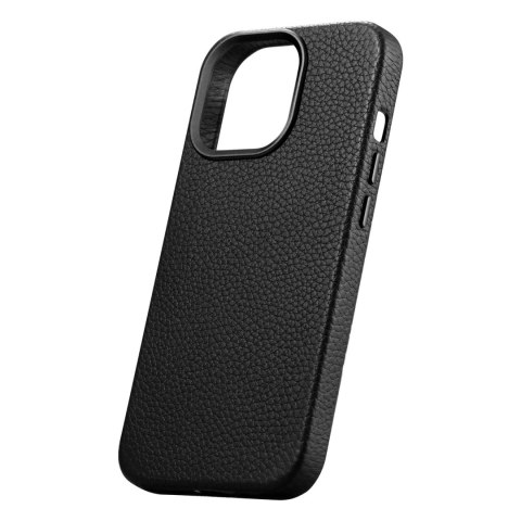 Skórzane etui iPhone 14 Pro Max magnetyczne z MagSafe Litchi Premium Leather Case czarny ICARER