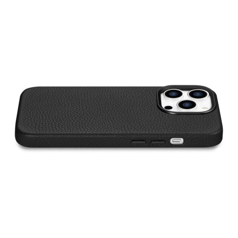 Skórzane etui iPhone 14 Pro Max magnetyczne z MagSafe Litchi Premium Leather Case czarny ICARER